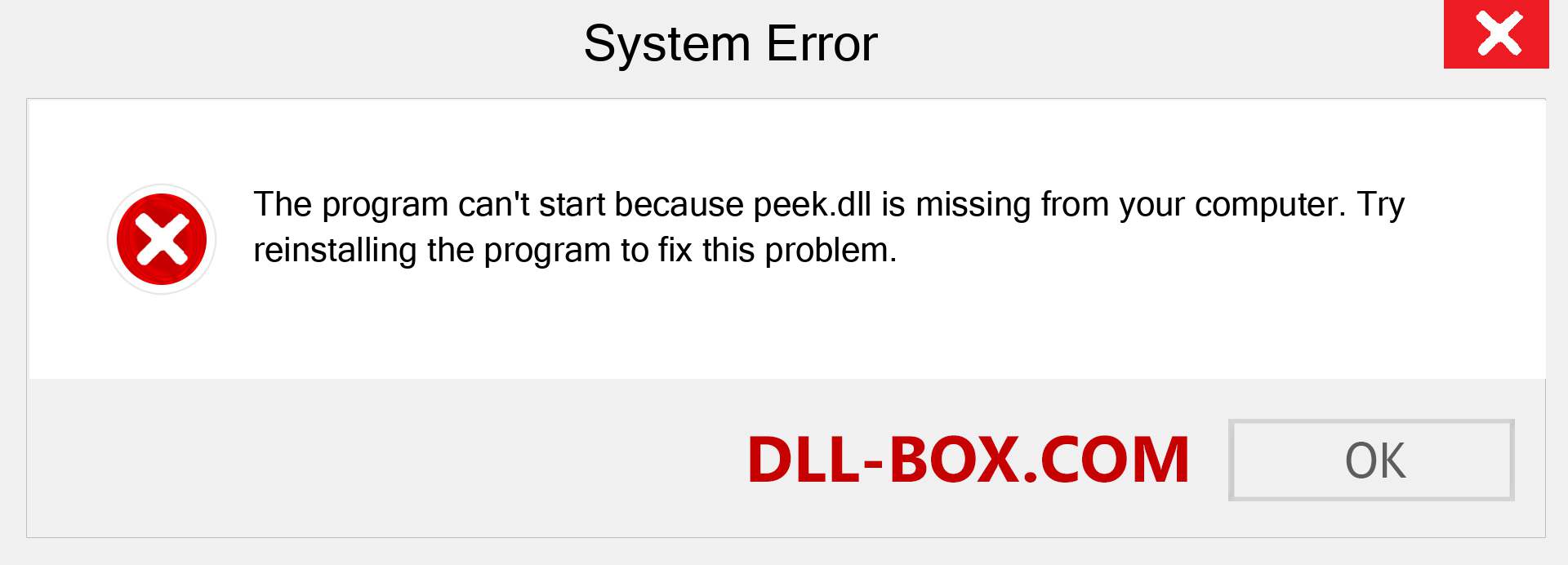  peek.dll file is missing?. Download for Windows 7, 8, 10 - Fix  peek dll Missing Error on Windows, photos, images